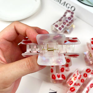 Mother's day gift Print  lip  rectangular hair clip: C