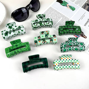 St. Patrick's Day shamrock cutout rectangular hairpin: A22-2-1