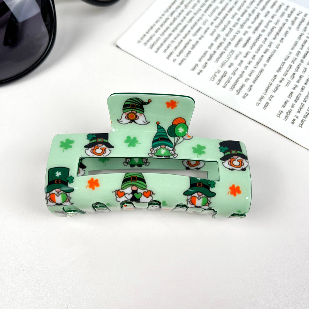 St. Patrick's Day shamrock cutout rectangular hairpin: A22-2-3