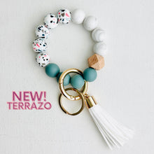 Load image into Gallery viewer, Bangle Keychain | Silicone Wristlet Key Ring | Bead Bracelet: Cherry - New!
