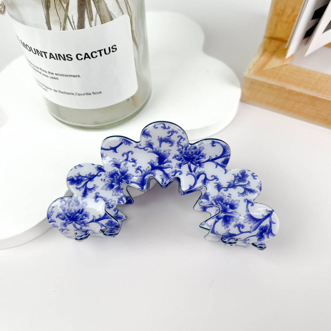 Wave flowers hair Claw clip: B