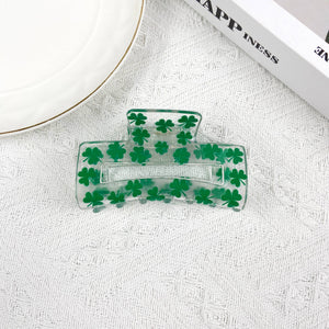 St. Patrick's Day 3.2" Rectangular Clover Green Hair Clip: B31-1-12