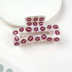Mother's day gift Print  lip  rectangular hair clip: B