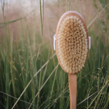 Load image into Gallery viewer, Body brush with handle, wooden massage maternity women eco spa wellness
