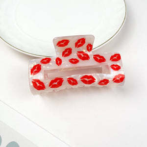Mother's day gift Print  lip  rectangular hair clip: C