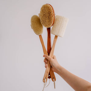 Body brush with handle, wooden massage maternity women eco spa wellness
