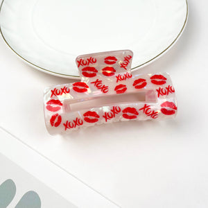 Mother's day gift Print  lip  rectangular hair clip: C