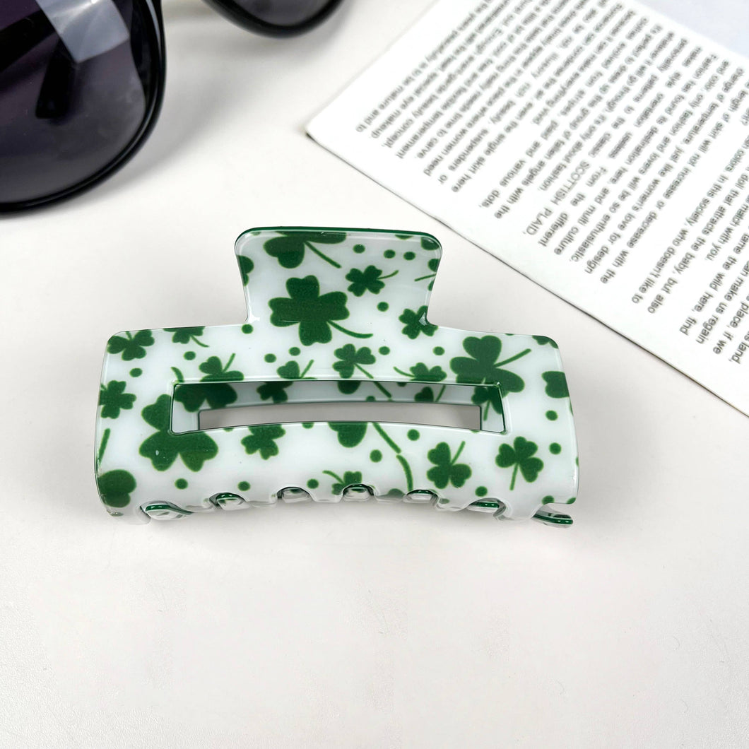 St. Patrick's Day shamrock cutout rectangular hairpin: A22-2-1